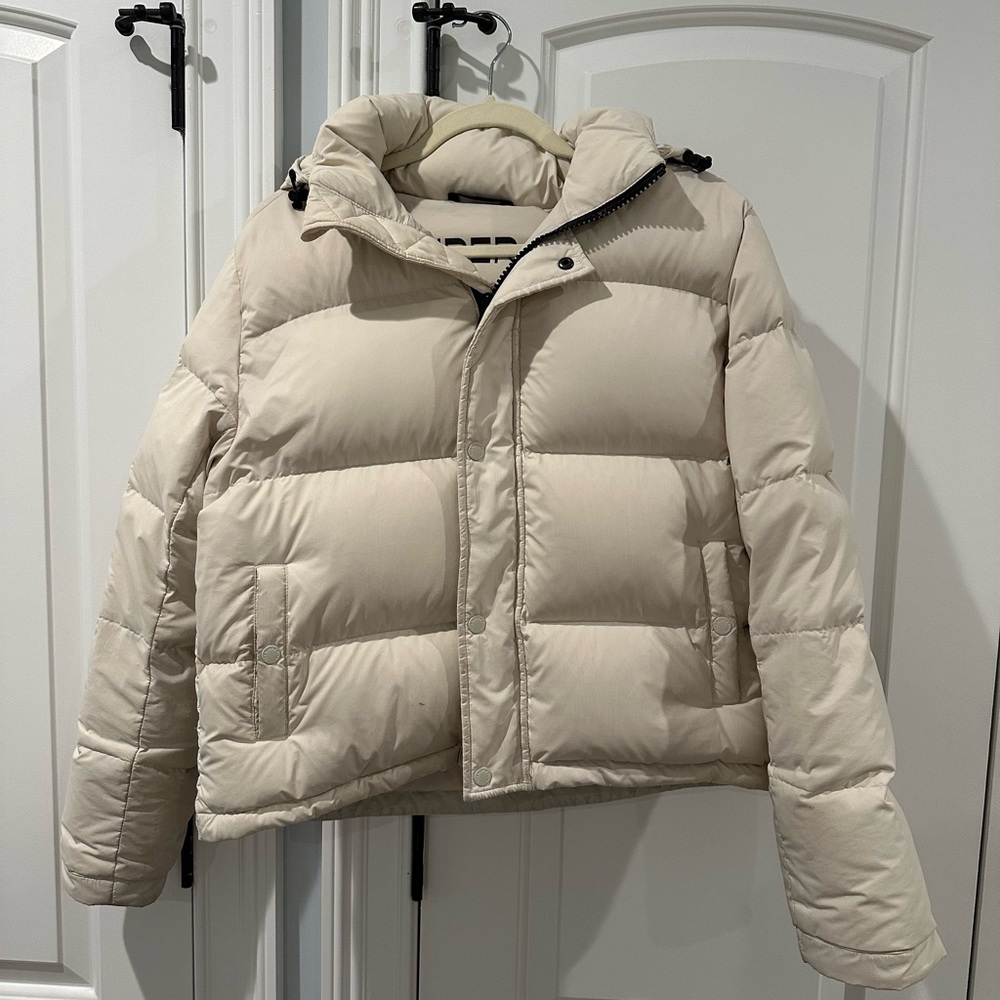 Aritzia Super Puff Shorty (Matte Pearl)